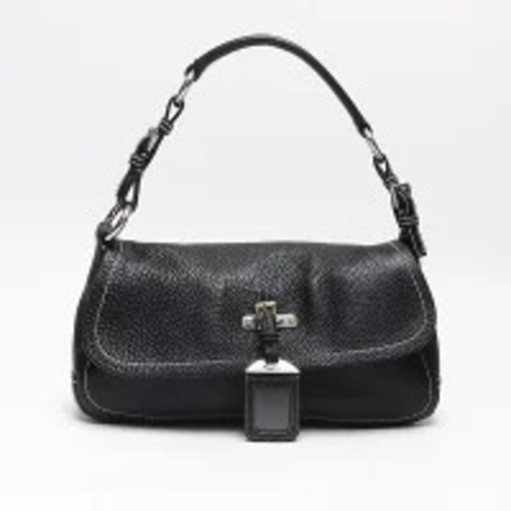 Prada One Shoulder Hobo Bag Handbag Triangle Logo Shoulder Black - Picture 2 of 13